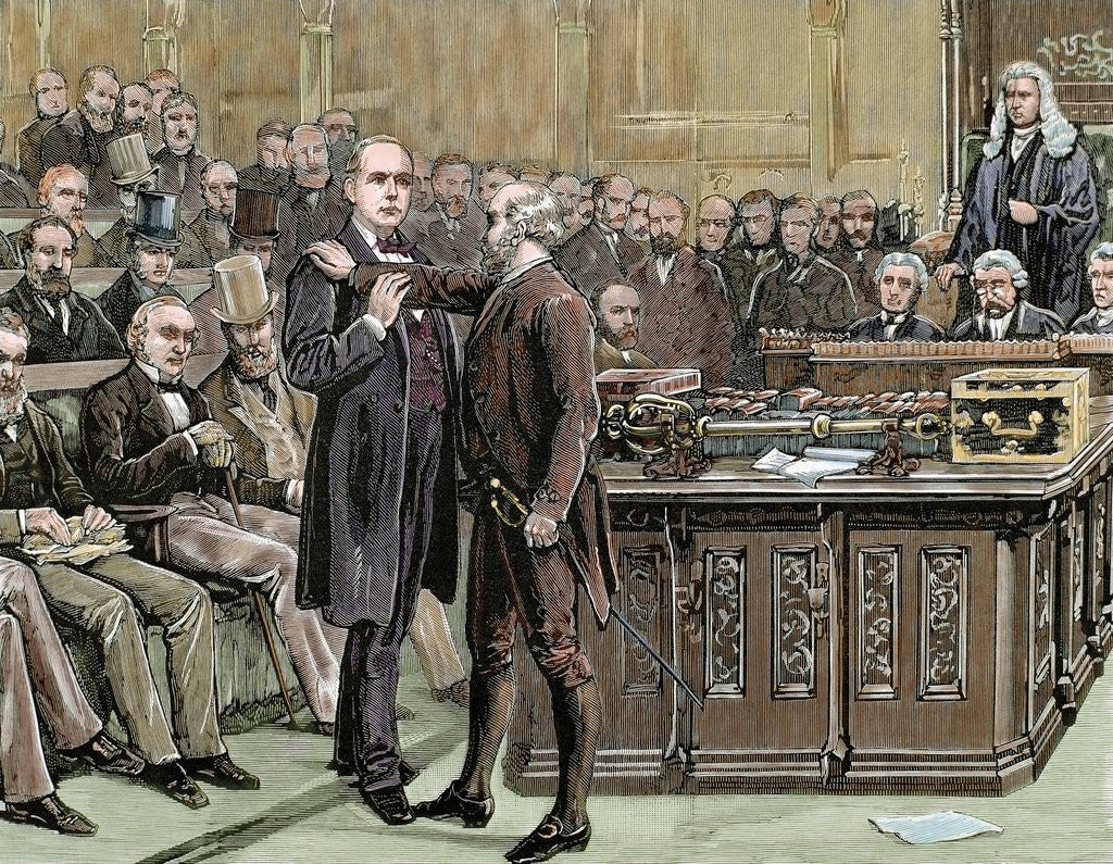 Detail of Brandlaugh, Charles (1833-1891). English politician. Brandlaugh deputy arrested for refusing to leav by Anonymous