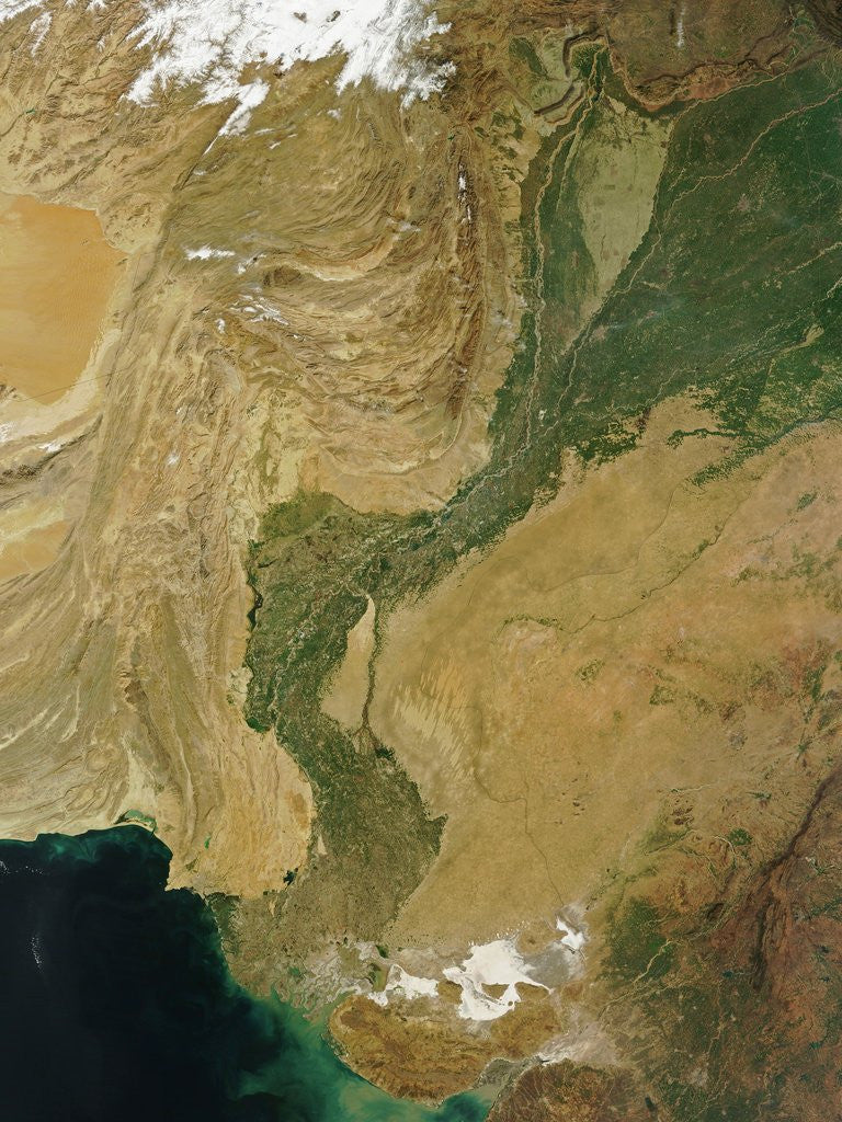 Detail of Indus River Valley in Pakistan by Anonymous