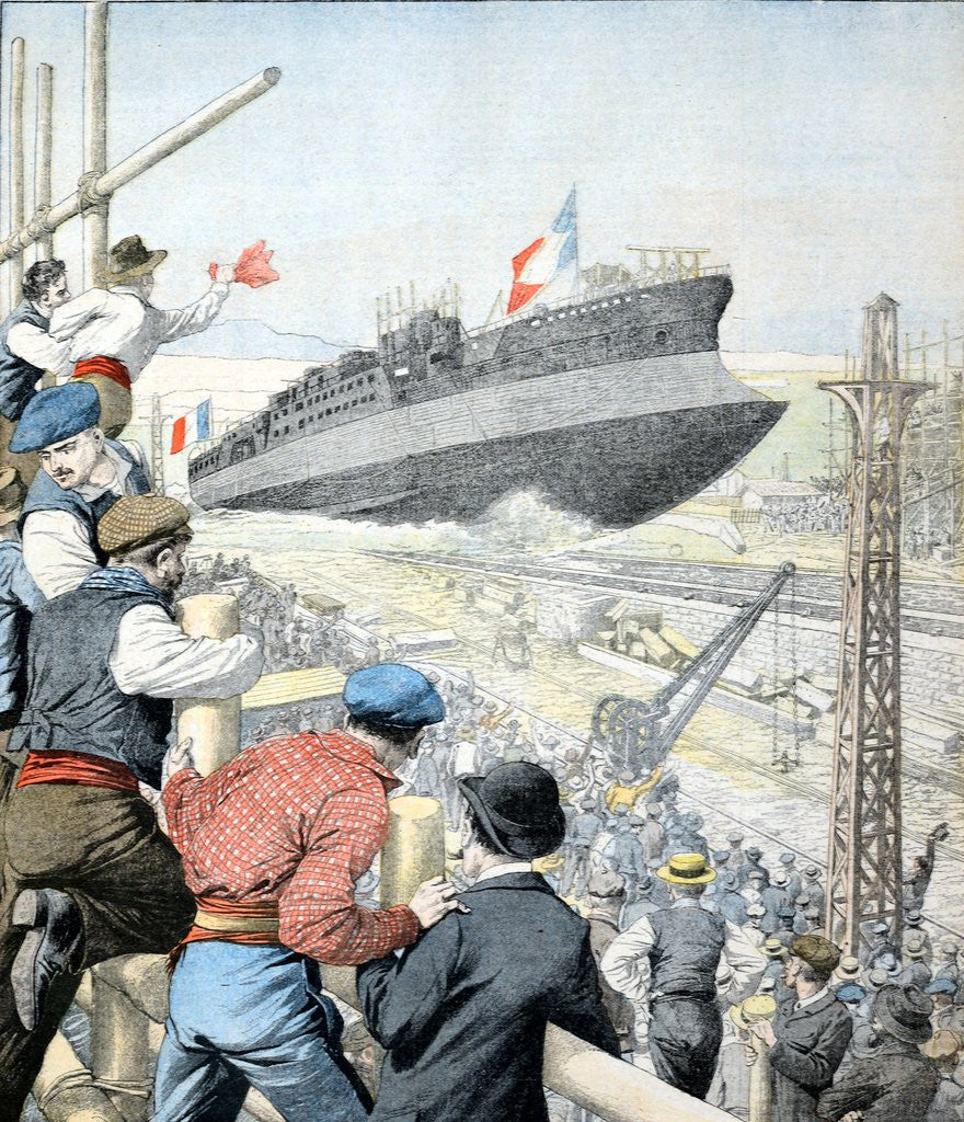 Detail of Launching of French Warship 'Patrie' Seyne-sur-Mer (Jan 1904) by Anonymous