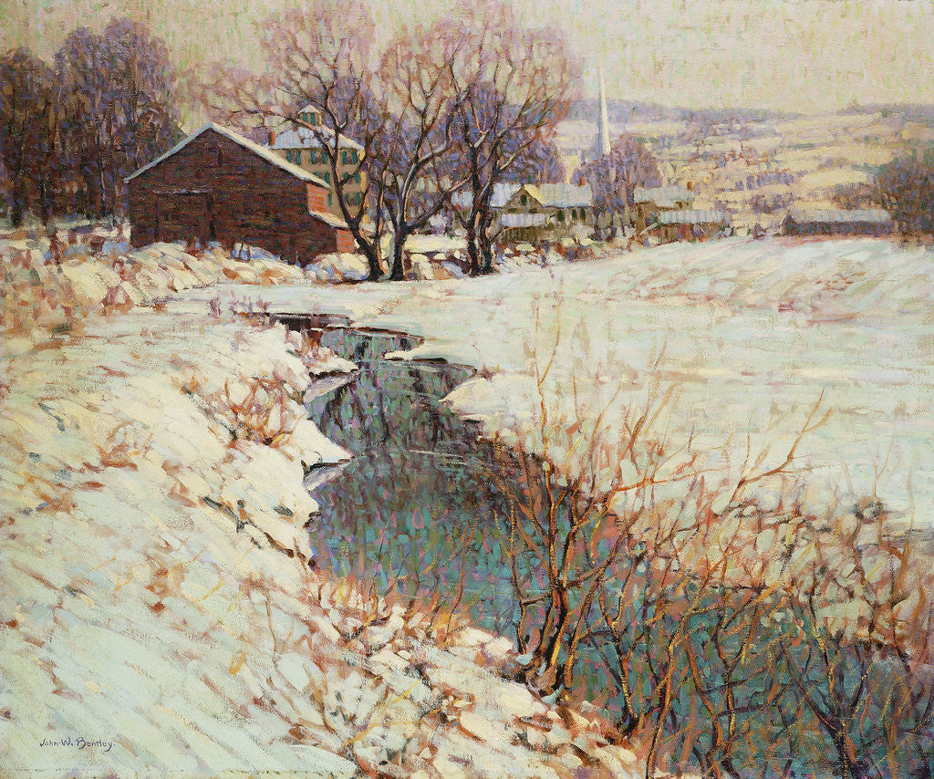Detail of Winter in Highbridge, New Jersey by John William Bentley