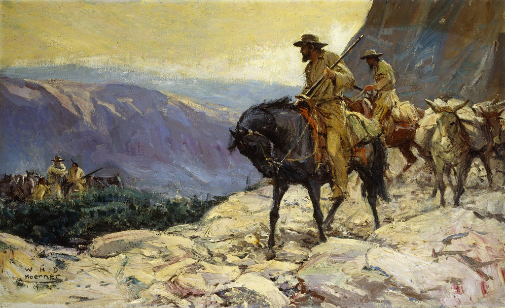 Detail of Hunters and Packmules by William Henry Dethlef Koerner