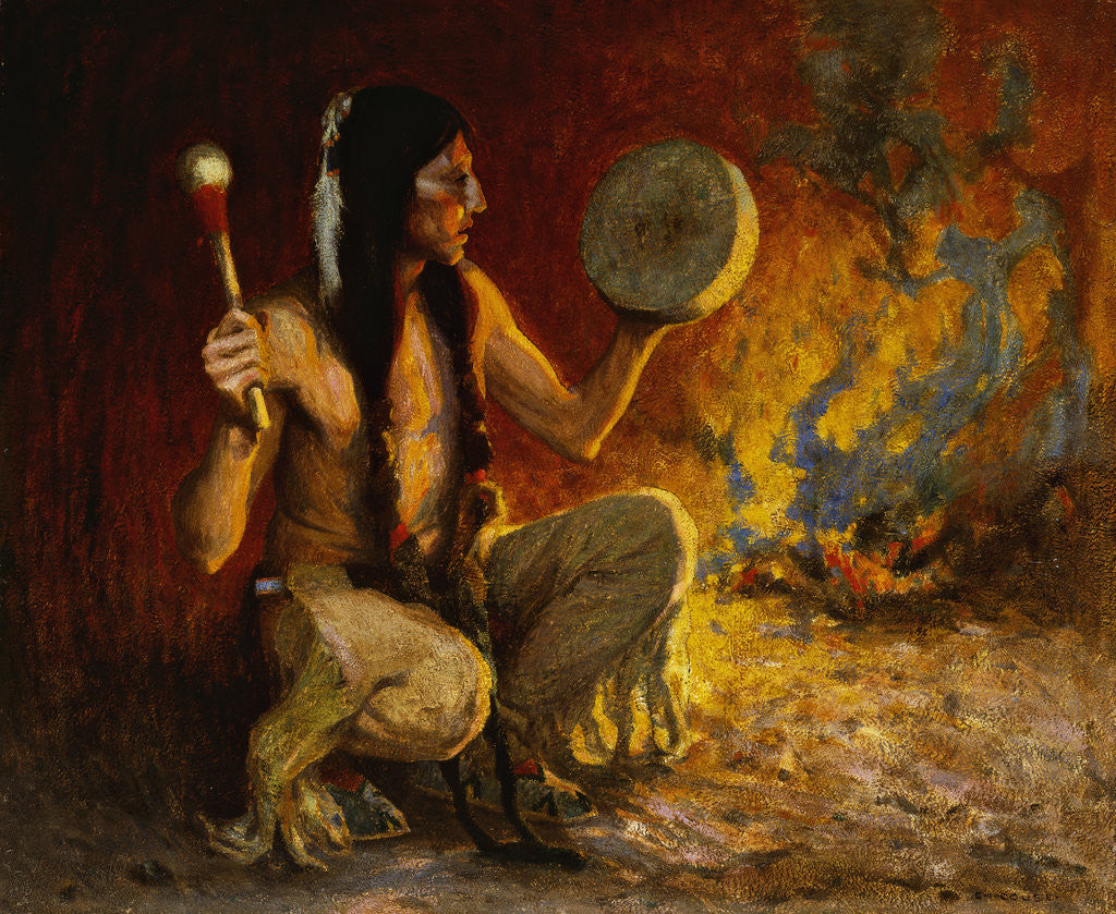 Detail of Night Signals by Eanger Irving Couse