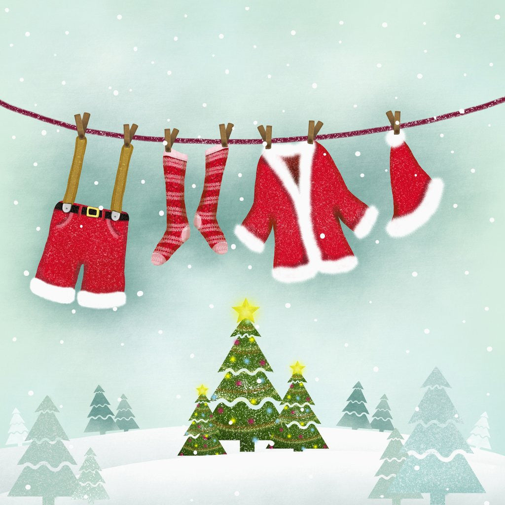 Detail of Illustration of santa clothes hanging outside by Anonymous