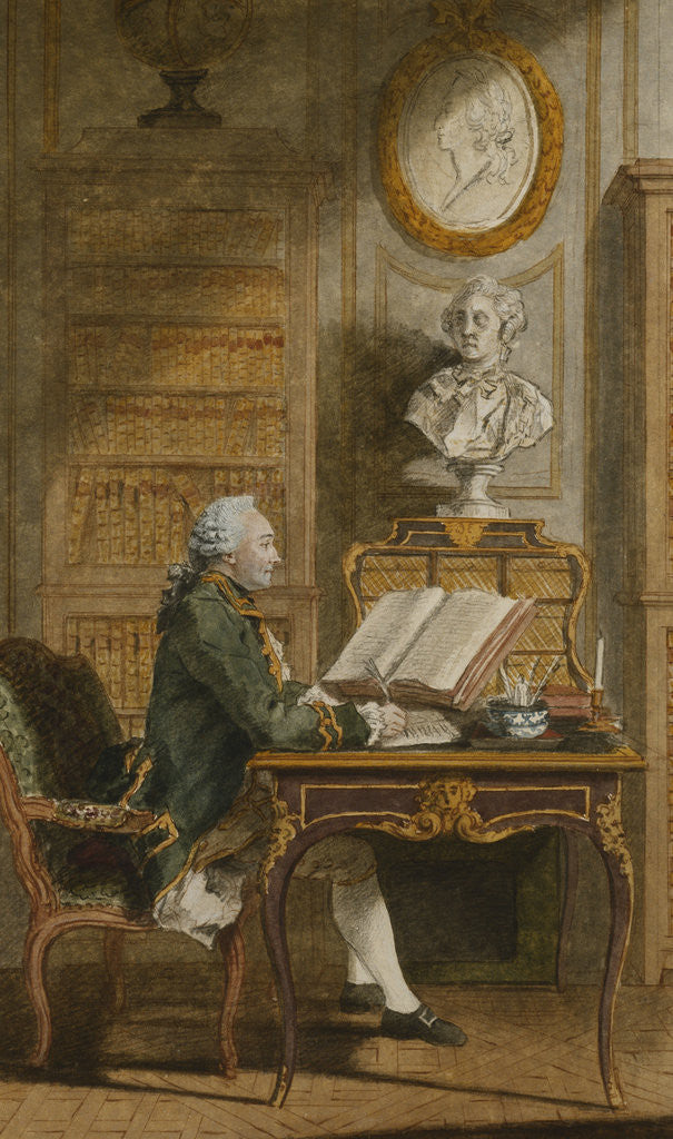 Detail of Monsieur de Cormainville in His Library, Writing at His Desk by Louis de Carmontelle