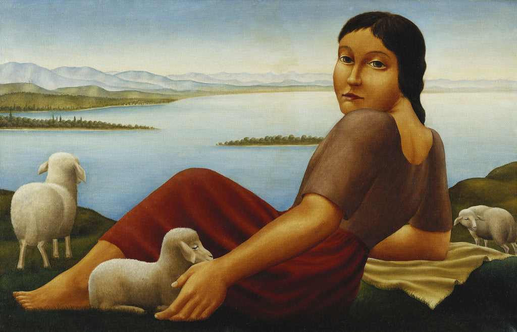 Detail of Girl with Sheep by Georg Schrimpf
