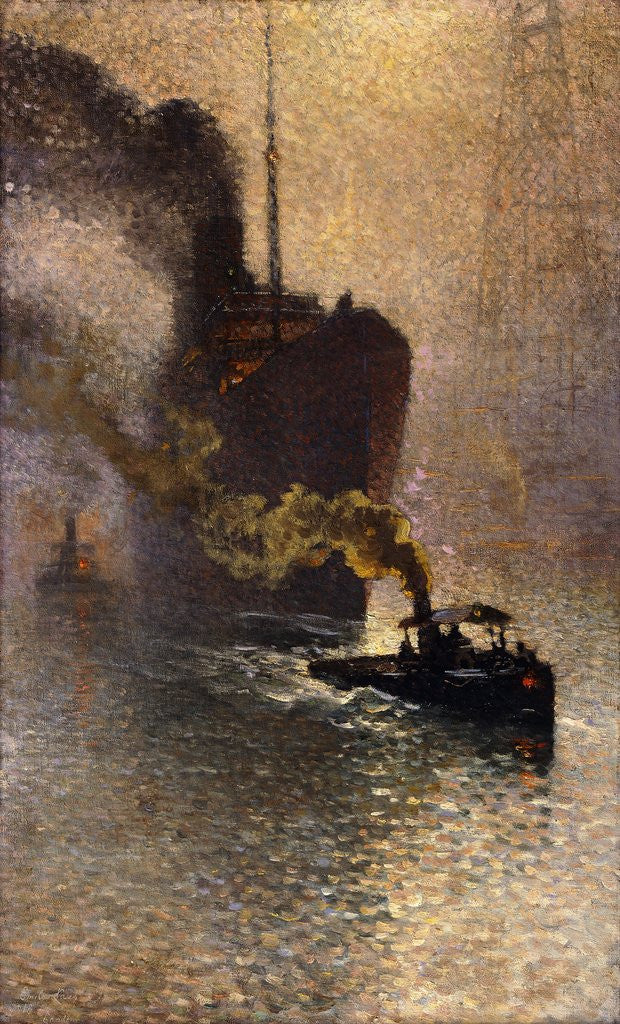 Detail of In Tow on the Thames in the Fog by Emile Claus