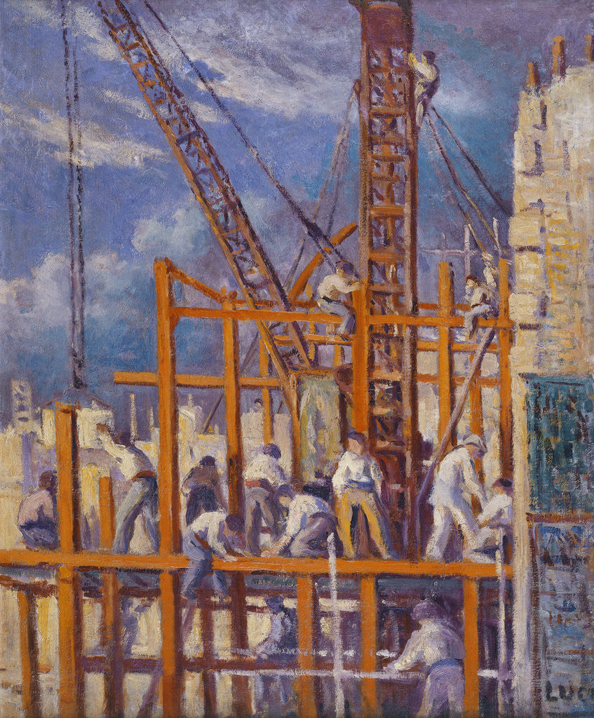 Detail of The Building Sites of Paris, Boulevard de la Madeleine by Maximilien Luce