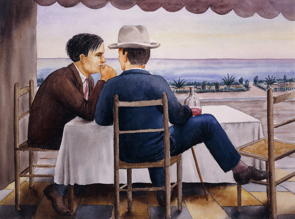 Detail of On the Terrace (Self-Portrait) by Georg Schrimpf