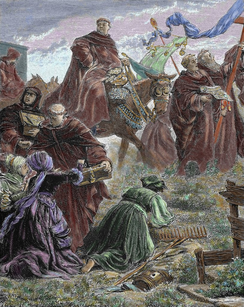 Detail of Martin Luther (1483-1546). Sale of indulgences in Germany in opposition to the doctrine preached by by Anonymous