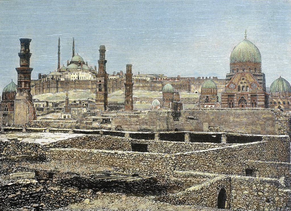 Detail of Egypt. Cairo. View of the city with the Citadel. Engraving by Anonymous