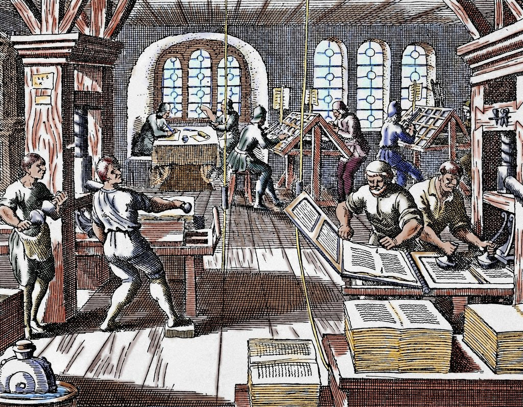 Detail of Printing press. 17th century by Anonymous