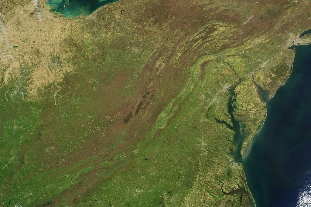 Detail of Spring view of the Appalachian Mountains and the coastal Piedmont by Anonymous