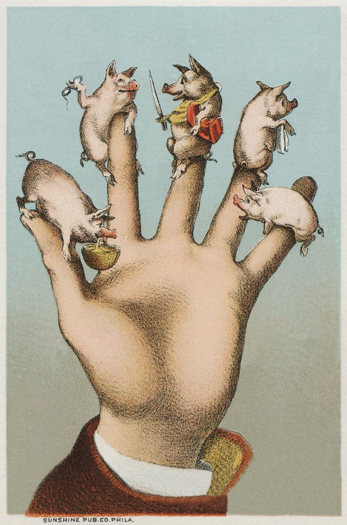 Detail of Five pigs on five fingers by Anonymous