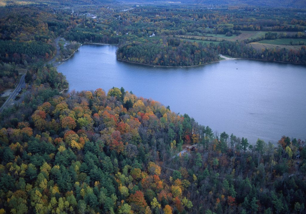 Detail of Aerial view of river and forest, Pittsfield, Massachusetts, USA by Anonymous