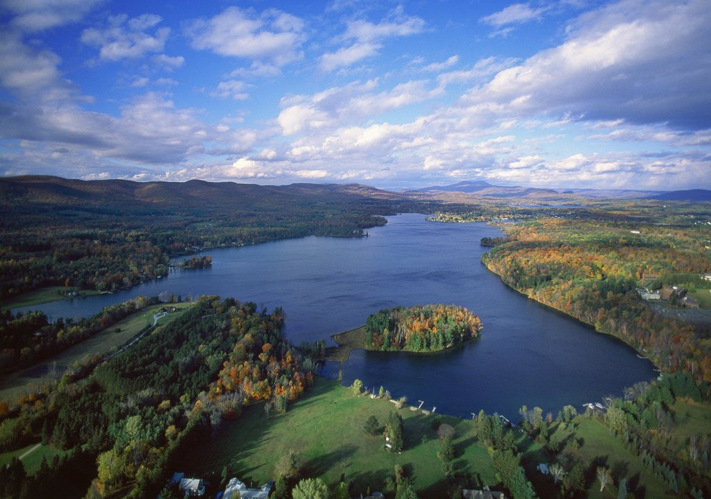 Detail of Aerial view of river and forest, Pittsfield, Massachusetts, USA by Anonymous