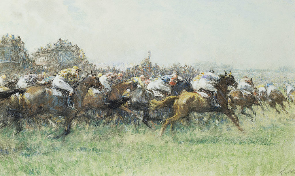 Detail of The Derby, Tattenham Corner by Gilbert Holiday
