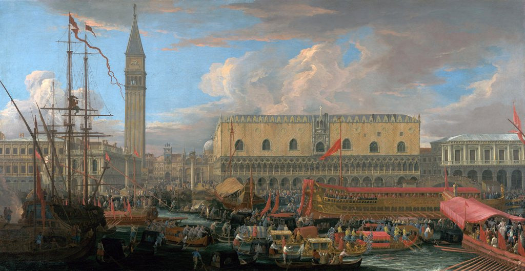 Detail of The Bucintoro Departing from the Bacino di San Marco on the Grand Canal, Venice by Luca Carlevarijs
