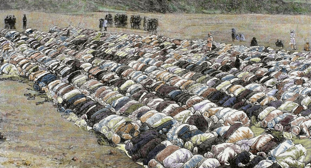 Detail of Buckre-Ede festival or Baqr-I-Id (Cow Festival). Moslems praying by Anonymous