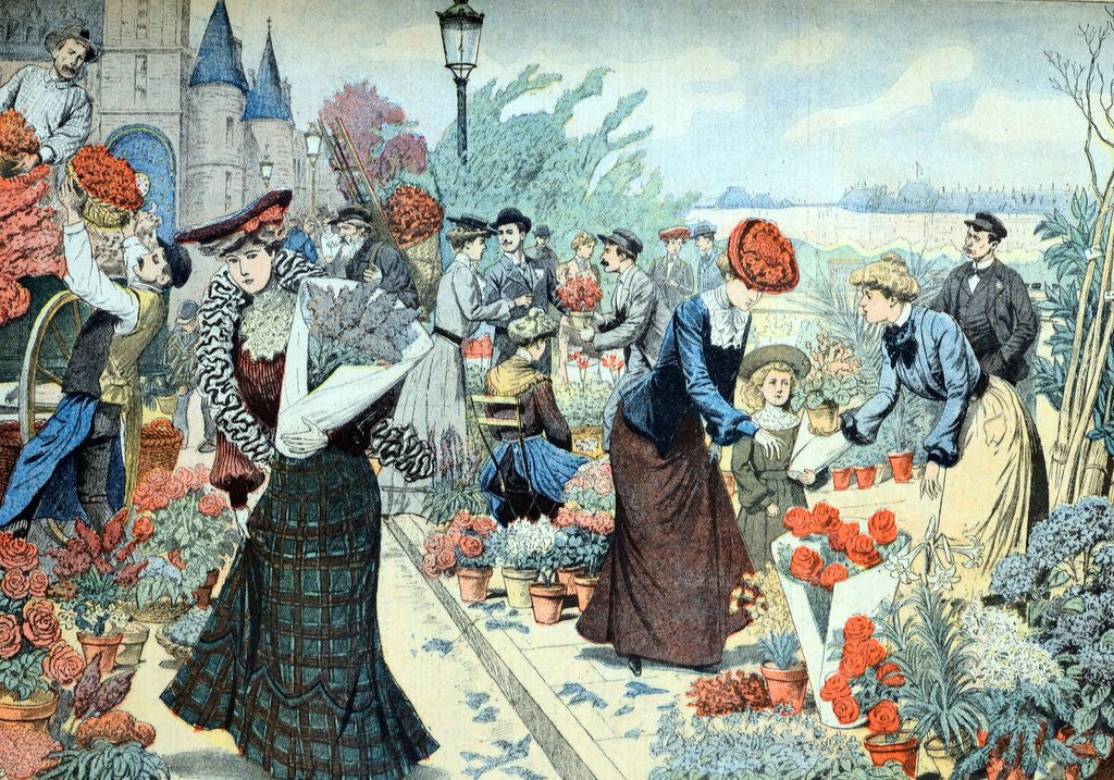 Detail of Flower Market Paris (April 1903) by Corbis