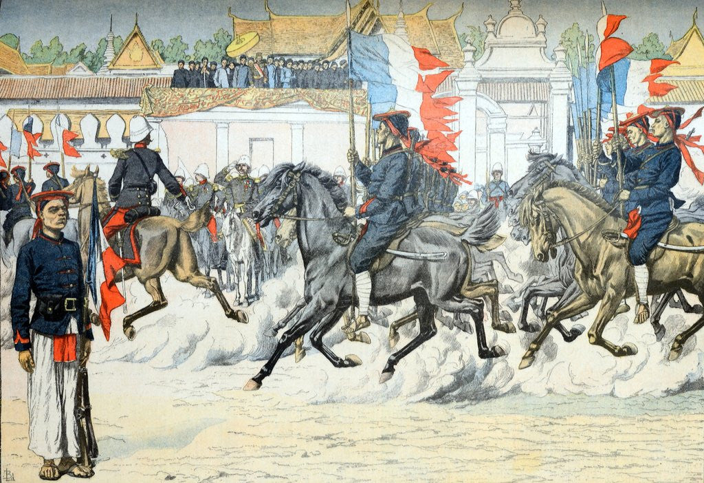 Detail of Procession of Indigenous Cavalry in French Indo-China (Vietnam) by Anonymous