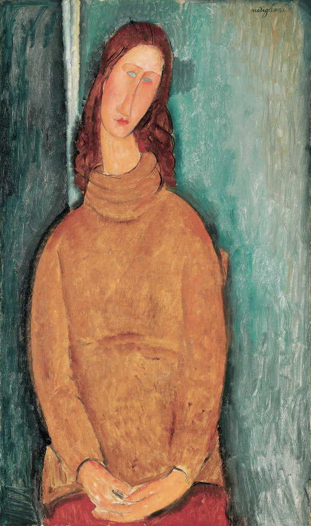 Detail of Portrait of Jeanne Hébuterne by Amedeo Modigliani