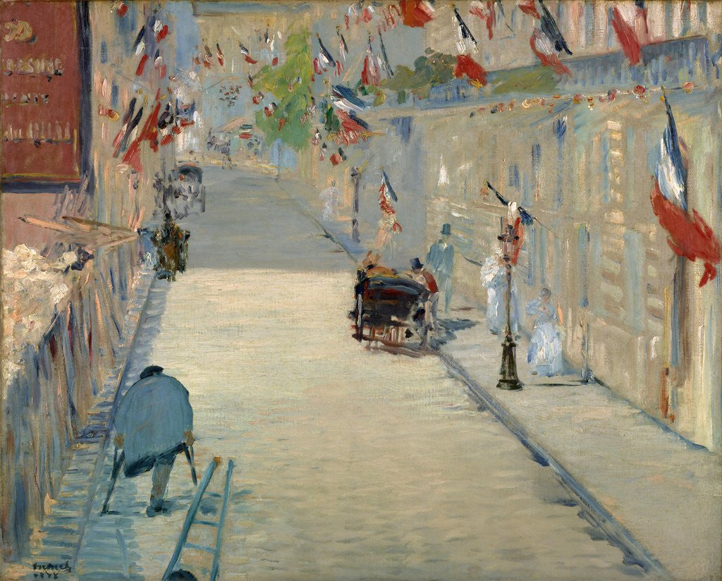 Detail of The Rue Mosnier with Flags by Édouard Manet