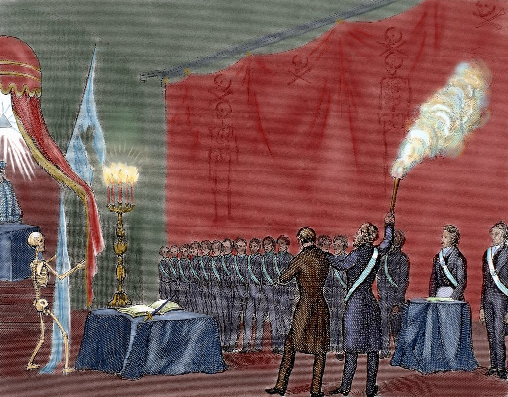 Detail of Secret Societies (nineteenth century). Initiation ceremony of a new member by Anonymous