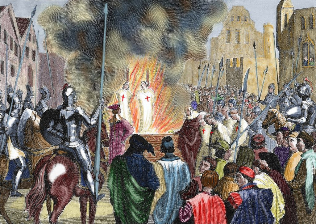 Detail of Burning Templar in the 14th century by Anonymous
