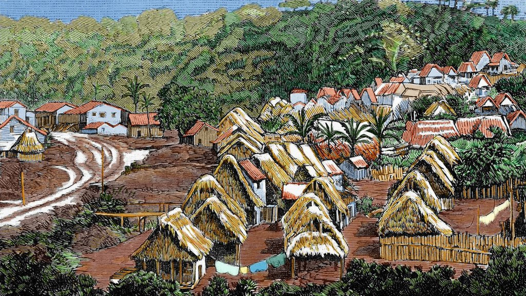 Detail of Construction of the Panama Canal. Workers camp in the Highlands of the Emperor by Anonymous