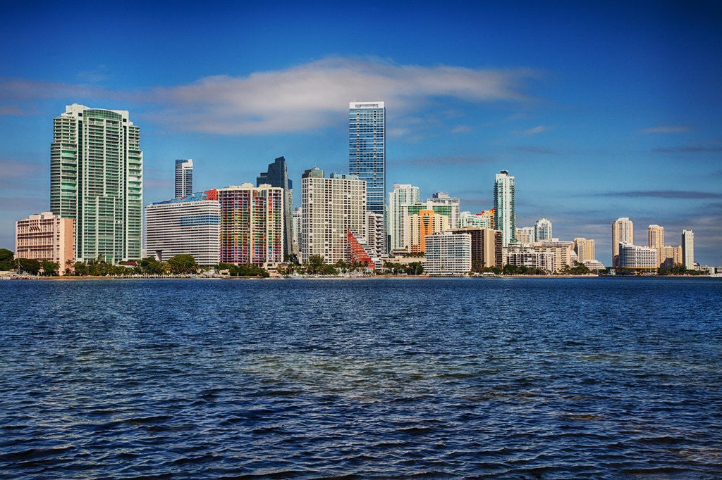 Detail of Miami skyline with puffy clouds by Anonymous