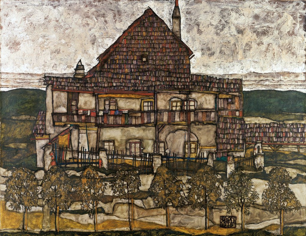 Detail of House with Shingle Roof (Old House II) by Egon Schiele