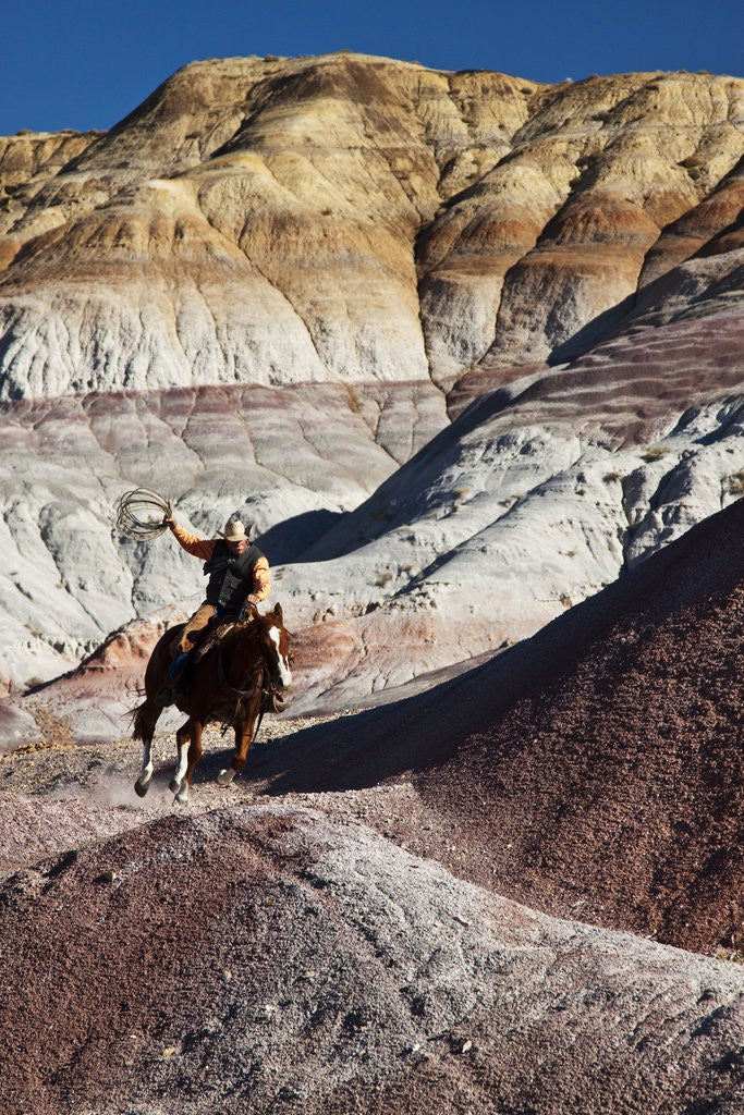Detail of Cowboy in The Painted Hills by Anonymous