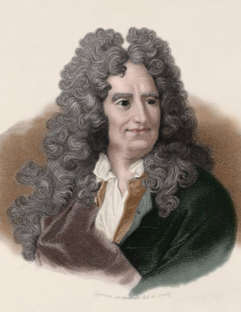 Detail of Nicolas Boileau-Despreaux (1636-1711). French poet. Engraving by Anonymous