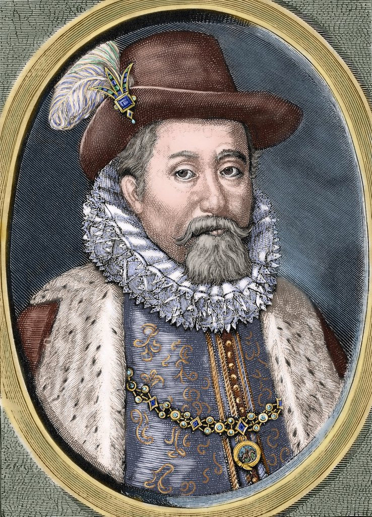 Detail of James VI and I (1566-1625). King of Scots as James VI and king of England and Ireland as James I by Corbis
