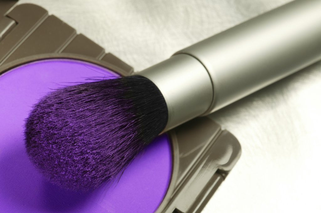 Detail of Make Up Brush With Bright Purple Blush Powder by Anonymous