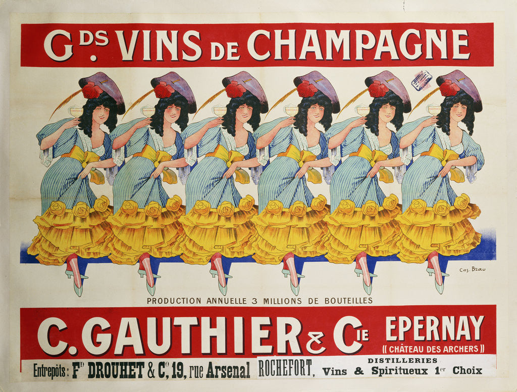 Detail of Gds Vins de Champagne poster by Casimir Brau