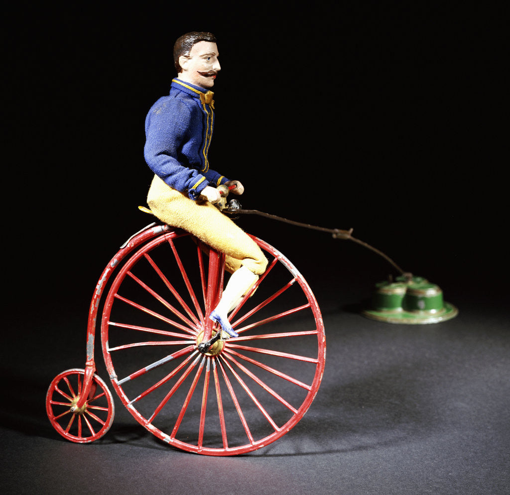 Detail of A rare clockwork 'Blondin' cyclist riding an ordinary (or Penny-Farthing) cycle by Anonymous