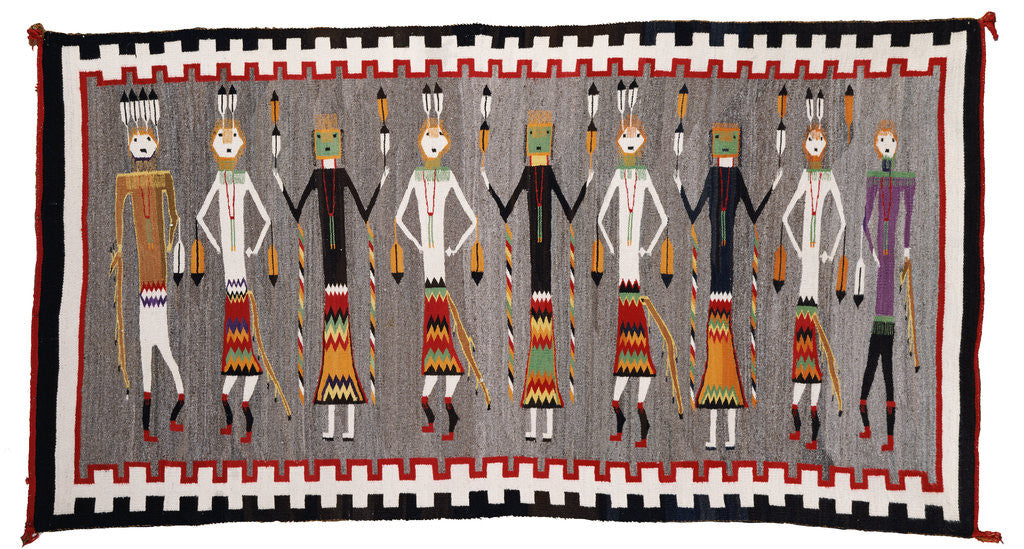 Detail of A Navajo Yei Rug showing nine figures by Anonymous