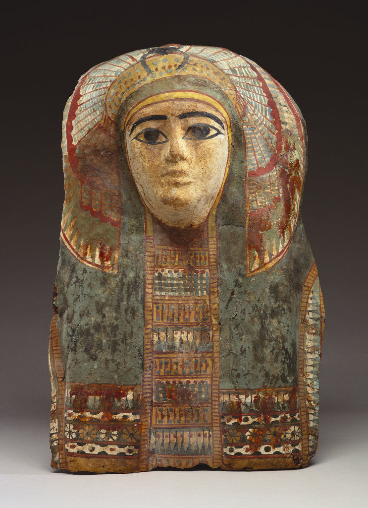 Detail of An Egyptian cartonnage mummy mask by Anonymous