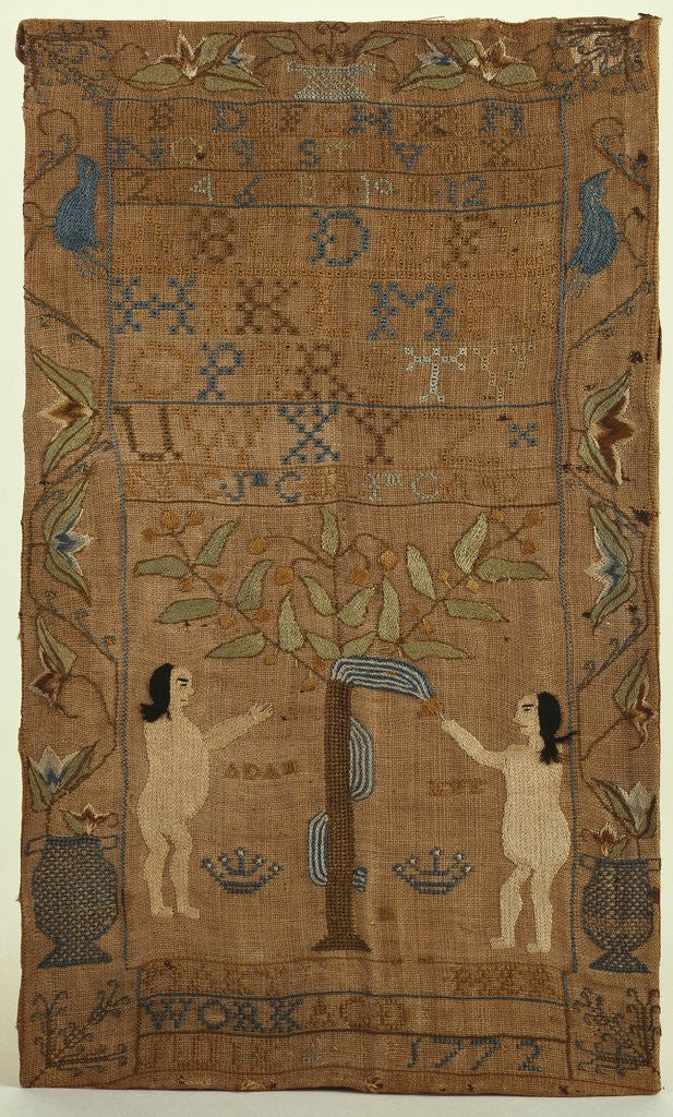 Detail of A fine needlework sampler by Anonymous