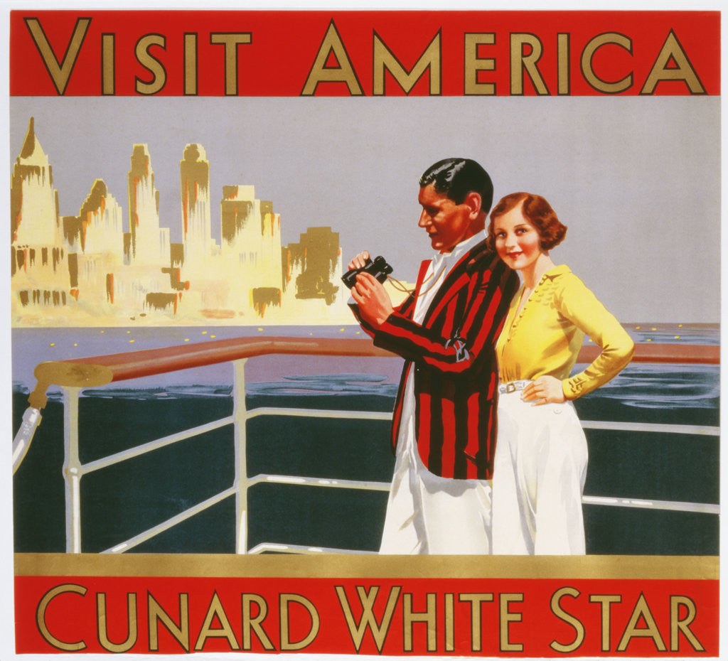 Detail of Visit America, Cunard White Star poster by Corbis