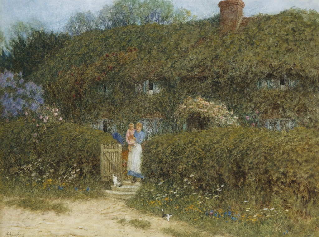 Detail of A Cottage at Freshwater, Isle of Wight by Helen Allingham