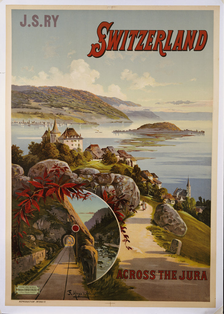 Detail of Switzerland Across the Jura poster by Frederic Hugo d'Alesi