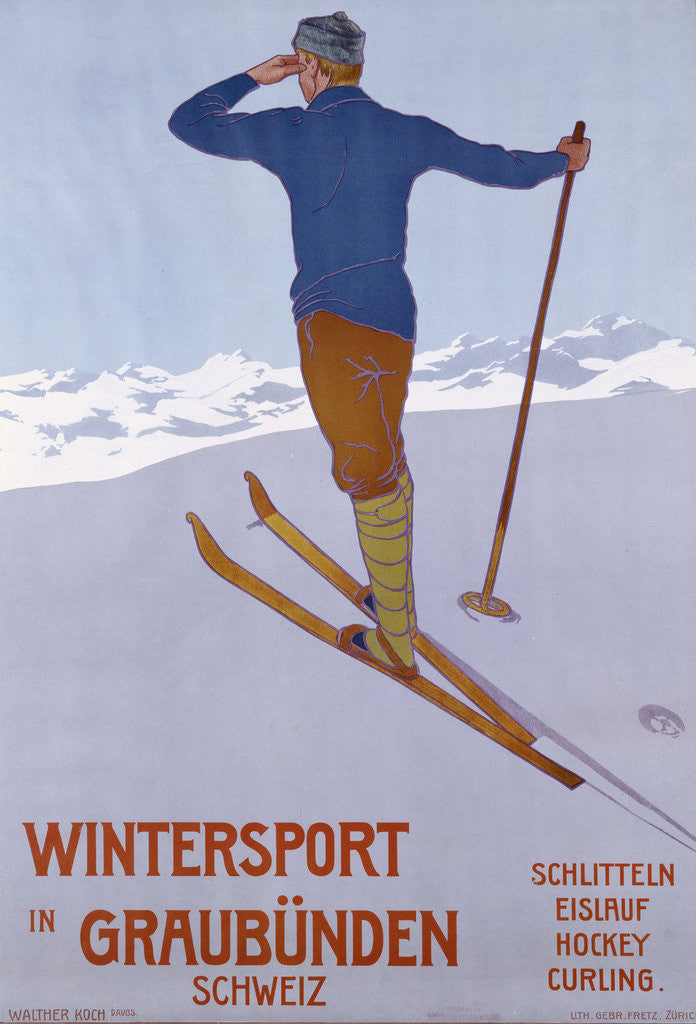 Detail of Wintersport in Graubunden poster by Walter Koch
