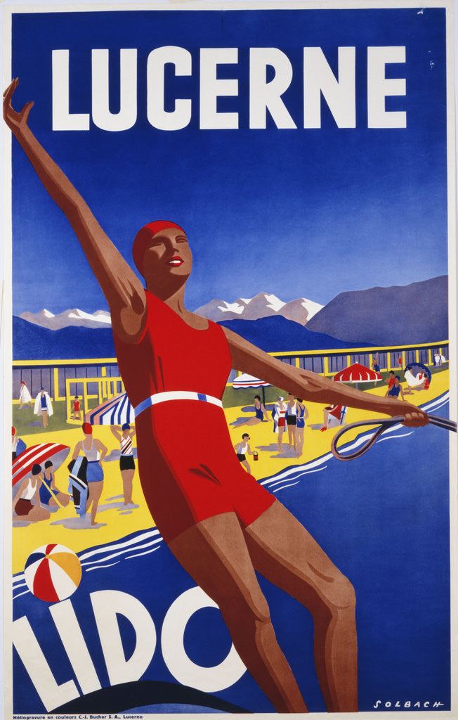 Detail of Lucerne Lido poster by Albert Solbach