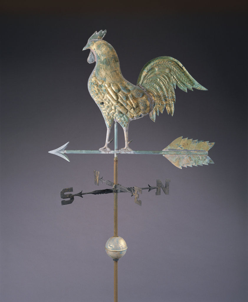 Detail of Fine feathered rooster and arrow weathervane by Anonymous
