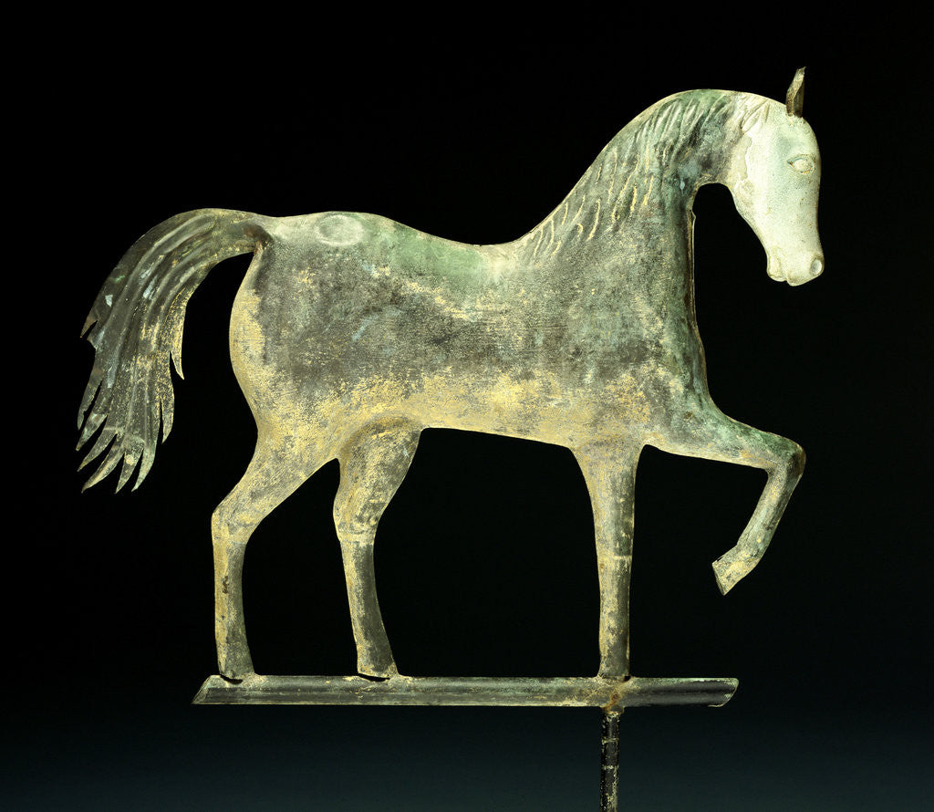 Detail of A molded copper and cast zinc horse weathervane by Anonymous