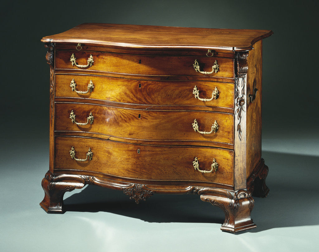 Detail of A Chippendale carved and veneered mahogany dressing bureau by Anonymous