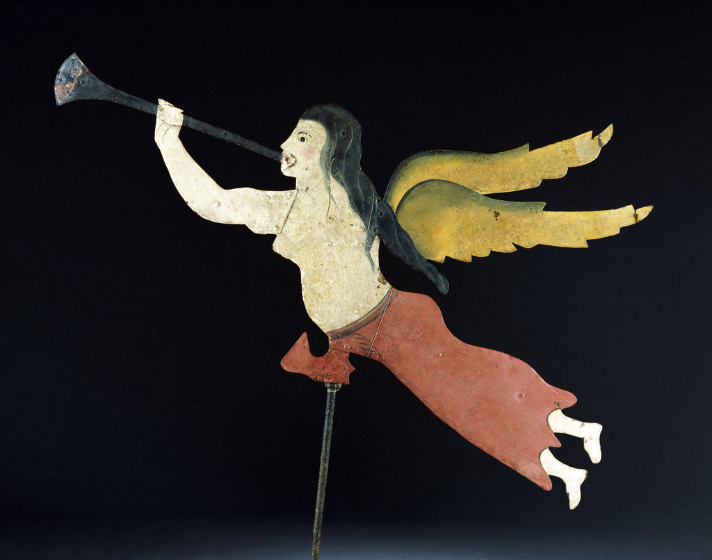 Detail of A sheet metal Angel Gabriel weathervane by Anonymous