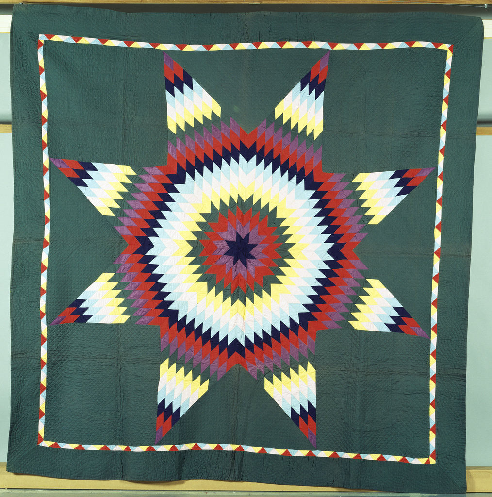 Detail of An Amish star of Bethlehem coverlet by Anonymous